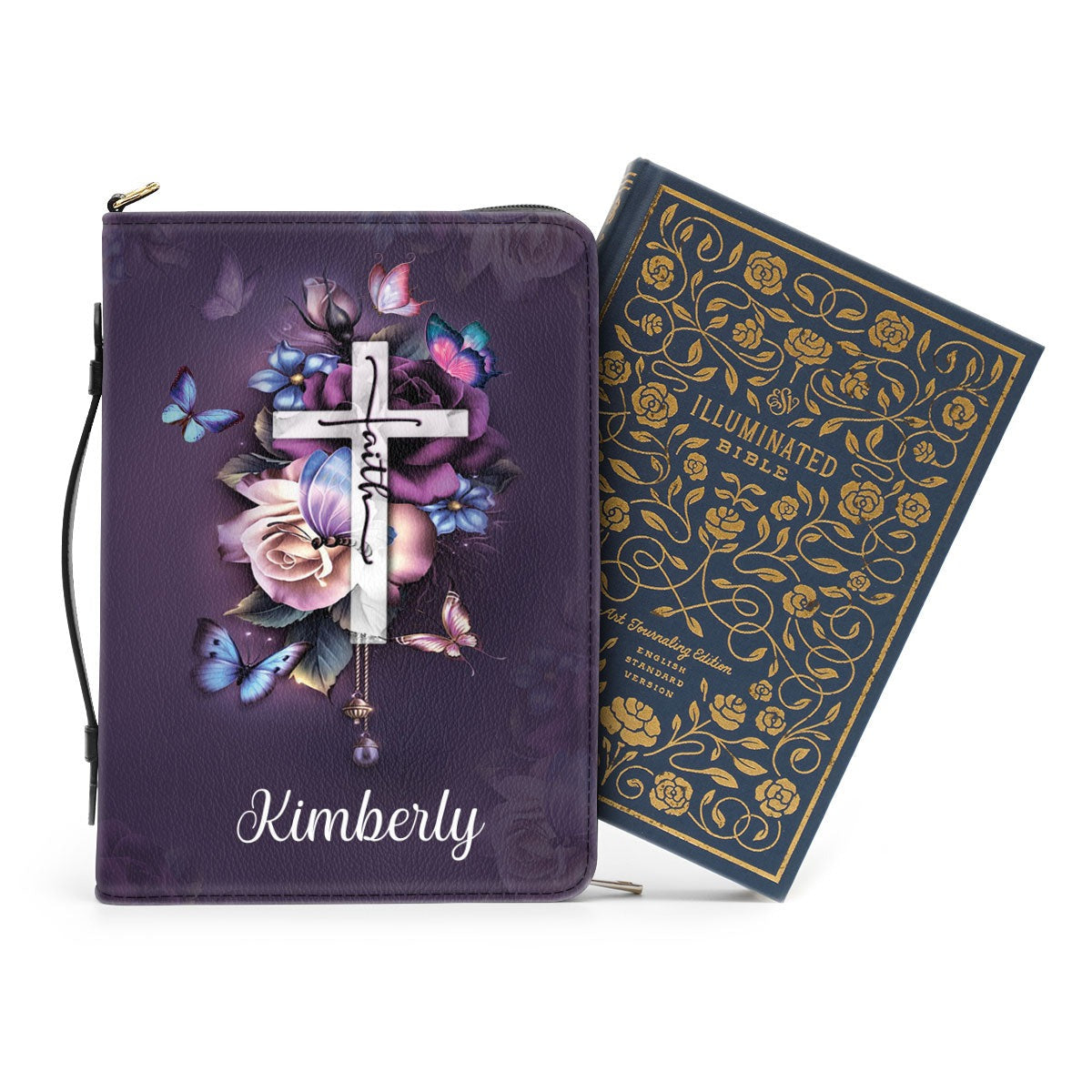 Zippered Bible Carrying Case Leather Book Cover, Personalized Bible Cover With Handle, Gift For Christian Friends